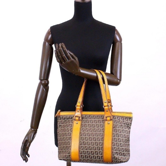 🔥SOLD🔥Fendi Zucchino Monogram Leather Tote - Picture 8 of 8